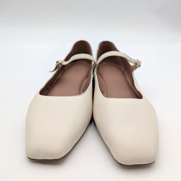 Nordstrom Jersey Leather Formal Ballet Flats Shoes Ivory Size US7M EU38 - Picture 2 of 11